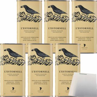 L’Estornell Natives Olivenöl Extra 6er Pack (6x500ml Dose) + usy Block