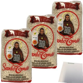 Santo Tomas Arroz Extra Paellareis Rundkornreis 3er Pack (3x1kg Packung) + usy Block