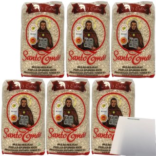 Santo Tomas Arroz Extra Paellareis Rundkornreis 6er Pack (6x1kg Packung) + usy Block