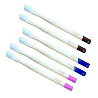 Blütezeit Naturkosmetik Bambus Zahnbürsten Weich Familienpack (6 Zahnbürsten in 3 Farben)