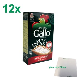 Gallo Riso Arborio Chicchi grossi Risottoreis Gastropack (12x1kg Packung) + usy Block