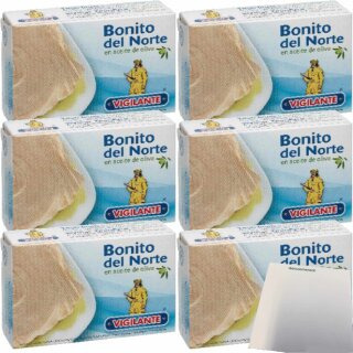 Vigilante "Weißer Thunfisch in Olivenöl" Bonito en aceite de oliva 6er Pack (6x115g) + usy Block