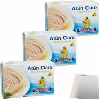 Vigilante "Thunfisch in Pflanzenöl" Atún en aceite vegetal 3er Pack (3x111g Dose) + usy Block
