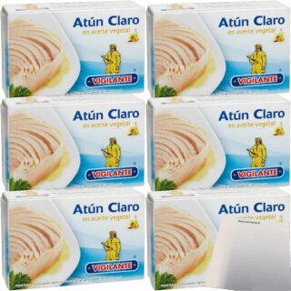 Vigilante "Thunfisch in Pflanzenöl" Atún en aceite vegetal 6er Pack (6x111g Dose) + usy Block