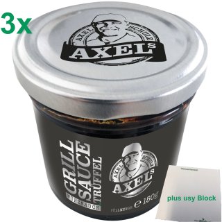 Axel Schulz Axels Grillsauce Trüffel 3er Pack (3x150g Glas) + usy Block