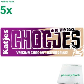 Katjes Chocjes Into the Dark vegane Schokolade mit Haferdrink Officepack (5x50g Tafel) + usy Block