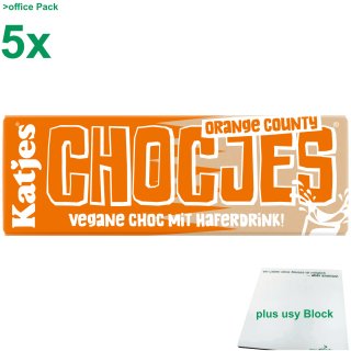 Katjes Chocjes Orange County vegane Schokolade mit Haferdrink Officepack (5x50g Tafel) + usy Block