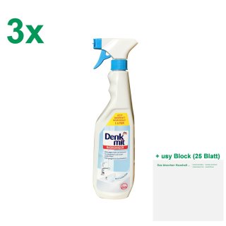 Denkmit Badreiniger Officepack (3x1l Sprühflasche) + usy Block