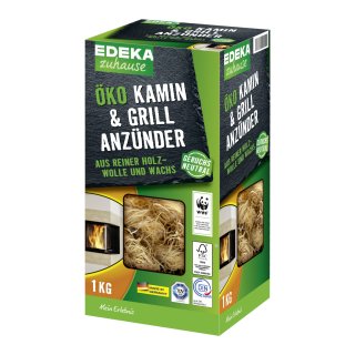 Edeka Öko Kamin & Grill Anzünder (1kg geruchsneutrale Anzündwolle)