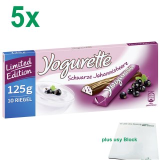 Yogurette Schwarze Johannisbeere Limited Edition Officepack (5x125g Packung) + usy Block