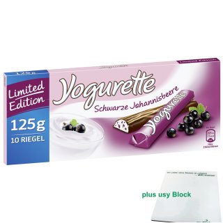 Yogurette Schwarze Johannisbeere Limited Edition (125g Packung) + usy Block