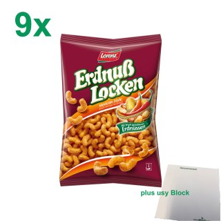 Lorenz Erdnuss-Locken Mexican Style Maxipack (9x200g Beutel) + usy Block