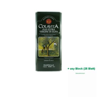 Colavita Olivenöl Extra Vergine "Extra natives Olivenöl" Selezione Classica (5l Kanister) + usy Block