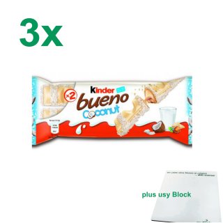 Kinder bueno Coconut limited Edition 3er Pack (3x39g) + usy Block
