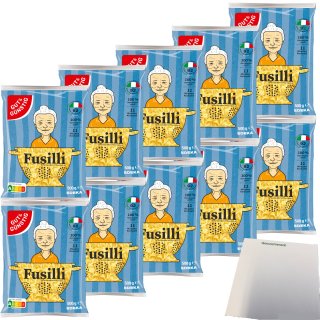 Gut&Günstig Nudeln Fusilli Pasta aus Italien 10er Pack (10x500g Beutel) + usy Block