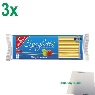 Gut & Günstig Nudeln "Spaghetti" Officepack (3x500g Beutel) + usy Block