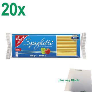 Gut & Günstig Nudeln "Spaghetti" Maxipack (20x500g Beutel) + usy Block