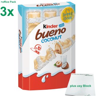 Kinder bueno Coconut limited Edition Officepack (3x117g, 18 Riegel) + usy Block