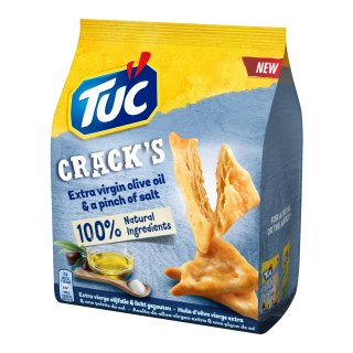Tuc Cracks Cracker mit nativem Olivenöl & einer Prise Salz (12x100g Packung)