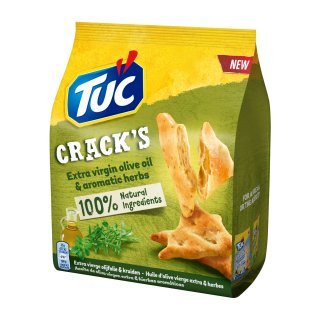 Tuc Cracks Cracker mit nativem Olivenöl & Kräutern (12x100g Packung)