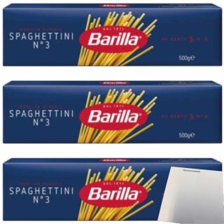 Barilla Spaghettini No3 3er Pack (3x500g Packung) + usy Block