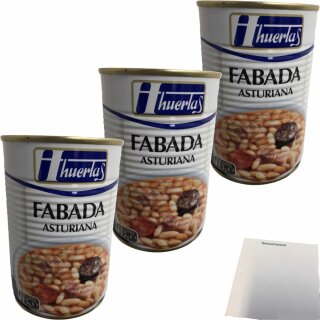 huertas Fabada Asturiana (Bohneneintopf Asturiana Art) Officepack (3x415g Konserve) + usy Block