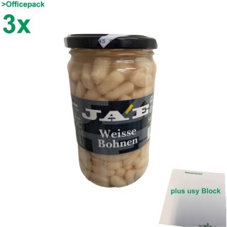 JA´E Weisse Bohnen Officepack (3x560g Glas) + usy Block