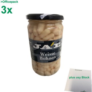 JA´E Dicke Bohnen Officepack (3x560g Glas) + usy Block