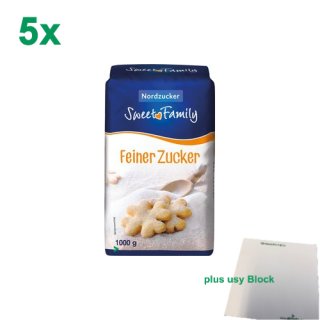 Nordzucker Sweet Family Feiner Zucker Officepack (5x1kg Raffinade) + usy Block