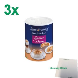 Nordzucker Sweet Family Zuckerträume Zimt Geschmack Officepack (3x250g Streuer) + usy Block