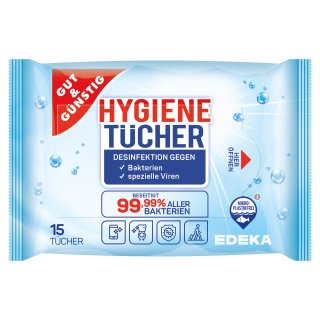 Gut & Günstig Hygienetücher (15 Tücher)