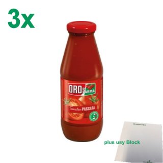 Oro Di Parma Tomaten passiert Rustica Officepack (3x400g Flasche) + usy Block