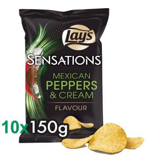 Lays Chips Sensations Mexican Pepper & Cream (10x150g Tüte) (Peperoni & Sauerrahm)