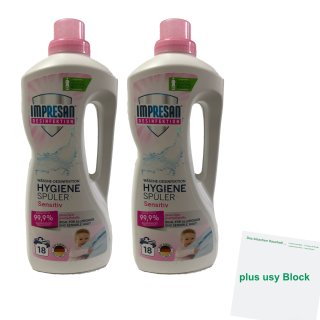 Impresan Desinfektion Hygiene Spüler Sensitiv 2er Pack (2x1,5l Flasche 18WL) + usy Block