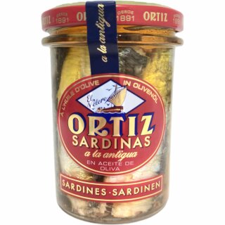 Conservas Ortiz Sardinas a la antiqua, Sardinen in Olivenöl (190g Glas)