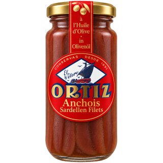 Conservas Ortiz Anchoas Sardellen in Olivenöl (95g Glas)
