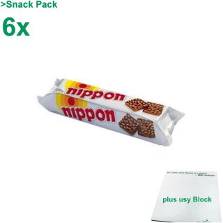 Nippon Knusperhappen, Snack Pack (6x200g Packung) + usy Block