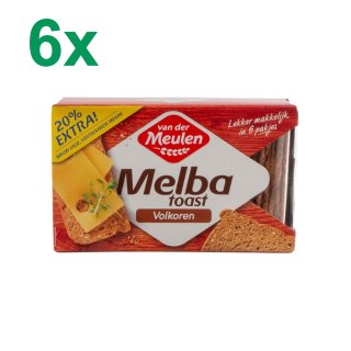 Van der Meulen original Melba Toast volkoren 6 x 120g Packung (Vollkorn)