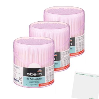 ebelin Wattestäbchen 3er Pack (3x160St Box pink) + usy Block