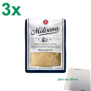 La Molisana Nudeln "Pasta A Riso 62" Officepack (3x500g Packung) + usy Block