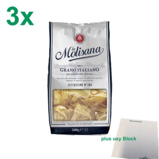 La Molisana Nudeln "Fettuccine 104" Officepack (3x500g Packung) + usy Block