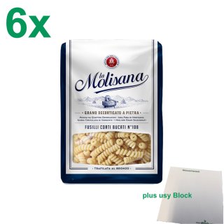 La Molisana Nudeln "Fusilli Corti Bucati 108" Gastropack (6x500g Packung) + usy Block