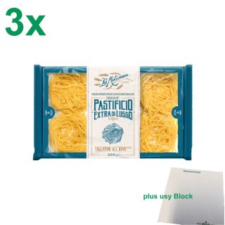La Molisana Nudeln "Taglierni AllUovo 202" Officepack (3x250g Packung) + usy Block