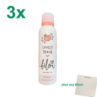 bilou Duschschaum Lovely Peach 3er Pack (3x200ml Flasche) + usy Block