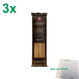 La Molisana Vollkorn Nudeln "Spaghetti Integrali 15" Officepack (3x500g Packung) + usy Block