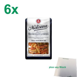 La Molisana Nudeln "Fusilli Tricolore 309" Gastropack (6x500g Packung) + usy Block