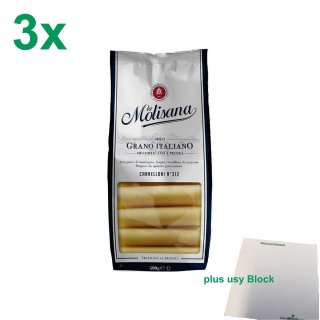 La Molisana Nudeln "Cannelloni 312" Officepack (3x500g Packung) + usy Block