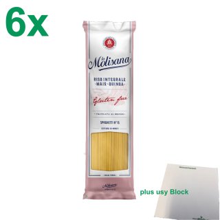 La Molisana Nudeln Glutenfrei "Spaghetti Gluten free 15" Gastropack (6x400g Packung) + usy Block