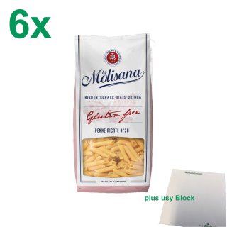 La Molisana Nudeln Glutenfrei "Penne Rigate Gluten free 20" Gastropack (6x400g Packung) + usy Block