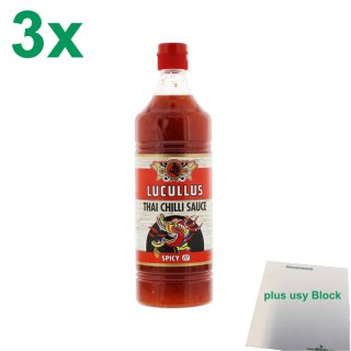 Lucullus Thai Chilli Spicy Sauce 3er Pack (3x1l Flasche) + usy Block